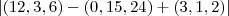 \left|(12,3,6)-(0,15,24)+(3,1,2) \right|