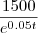 \frac{1500}{e^{0.05t}} \frac{1500}{e^{0.05t}}