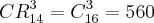 CR_{14}^{3} = C_{16}^{3} = 560 CR_{14}^{3} = C_{16}^{3} = 560