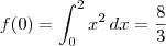 f(0) = \int_0^2 x^2 \,dx = \frac{8}{3}