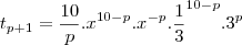 t_{p+1}=\frac{10}{p}.x^{10-p}.x^{-p}.\frac{1}{3}^{10-p}.3^p