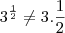 3^\frac{1}{2}\neq 3.\frac{1}{2}