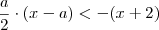 \dfrac{a}{2}\cdot (x-a)<-(x+2) \dfrac{a}{2}\cdot (x-a)<-(x+2)