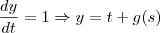 \frac{dy}{dt} = 1 \Rightarrow y = t + g(s)