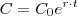 C = C_0 e^{r \cdot t} C = C_0 e^{r \cdot t}