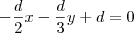 - \frac{d}{2}x - \frac{d}{3}y + d = 0 - \frac{d}{2}x - \frac{d}{3}y + d = 0