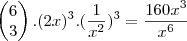 \begin{pmatrix}
   6  \\ 
   3 
\end{pmatrix} . (2x)^3 . (\frac{1}{x^2})^3 = \frac{160x^3}{x^6}