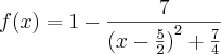 f(x)= 1 - \frac{7}{(x-{\frac{5}{2})}^{2}+\frac{7}{4}}