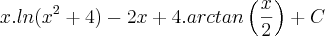 x.ln({x}^{2}+4)-2x+4.arctan\left(\frac{x}{2}\right)+C