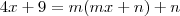 4x+9=m(mx+n)+n