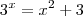 3^{x} = x^{2} + 3 3^{x} = x^{2} + 3