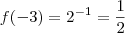 f(-3) = 2^{-1} = \frac{1}{2} f(-3) = 2^{-1} = \frac{1}{2}