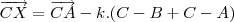 \overrightarrow{CX}=\overrightarrow{CA}-k.(C-B+C-A)