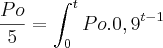 \frac{Po}{5}=\int_{0}^{t}Po.{0,9}^{t-1} \frac{Po}{5}=\int_{0}^{t}Po.{0,9}^{t-1}