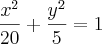 \frac{x^2}{20}+\frac{y^2}{5}=1 \frac{x^2}{20}+\frac{y^2}{5}=1