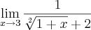 \lim_{x\to3}\frac{1}{\sqrt[2]{1+x}+2}