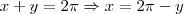 x + y =2\pi \Rightarrow x = 2\pi - y x + y =2\pi \Rightarrow x = 2\pi - y