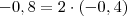 - 0,8 = 2 \cdot (-0,4) - 0,8 = 2 \cdot (-0,4)