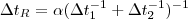\Delta t_{R} = \alpha (\Delta t_{1}^{-1}+\Delta t_{2}^{-1})^{-1} \Delta t_{R} = \alpha (\Delta t_{1}^{-1}+\Delta t_{2}^{-1})^{-1}