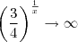 \left(\frac{3}{4}}\right)^{\frac{1}{x}}\to \infty