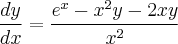 \frac{dy}{dx}=\frac{{e}^{x}-{x}^{2}y-2xy}{{x}^{2}}
