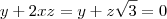 y +2xz = y + z \sqrt{3} = 0