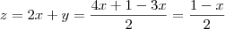 z = 2x+y = \frac{4x+1-3x}{2} = \frac{1-x}{2} z = 2x+y = \frac{4x+1-3x}{2} = \frac{1-x}{2}