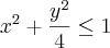 {x}^{2}+\frac{{y}^{2}}{4} \leq 1 {x}^{2}+\frac{{y}^{2}}{4} \leq 1