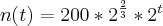n(t)=200*2^{\frac{2}{3}}*2^t n(t)=200*2^{\frac{2}{3}}*2^t