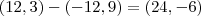 (12,3)-(-12,9) = (24,-6) (12,3)-(-12,9) = (24,-6)