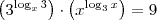 \left({3}^{\log_x 3}\right)\cdot \left(x^{\log_3 x}\right) = 9 \left({3}^{\log_x 3}\right)\cdot \left(x^{\log_3 x}\right) = 9