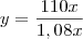y = \frac{110x}{1,08x} y = \frac{110x}{1,08x}