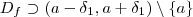 D_f \supset  (a-\delta_1 ,a + \delta_1) \setminus\{a\}