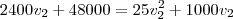 2400v_2 + 48000 = 25v_2^2 + 1000v_2