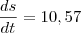 \frac{ds}{dt}=10,57