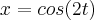 x=cos (2t) x=cos (2t)