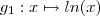 g_1 : x \mapsto ln(x) g_1 : x \mapsto ln(x)