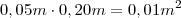 0,05 m \cdot 0,20 m = 0,01 m^2 0,05 m \cdot 0,20 m = 0,01 m^2