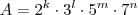 A = 2^k\cdot 3^l \cdot 5^m \cdot 7^n