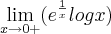 \lim_{x\rightarrow0+} ({e}^{\frac{1}{x}} log x)
