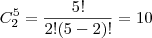 C_2^5=\frac{5!}{2!(5-2)!}=10
