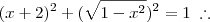 (x+2)^2 + (\sqrt{1-x^2})^2 = 1 \;\therefore
