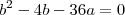 b^2-4b-36a=0