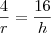 \frac{4}{r}=\frac{16}{h}