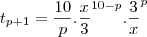 t_{p+1}=\frac{10}{p}.\frac{x}{3}^{10-p}.\frac{3}{x}^p