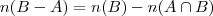 n(B-A) = n(B) - n(A \cap B) n(B-A) = n(B) - n(A \cap B)
