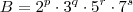 B = 2^p\cdot 3^q \cdot 5^r \cdot 7^s