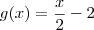 g(x)=\frac{x}{2}-2 g(x)=\frac{x}{2}-2