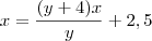 x = \frac{(y+4)x}{y} + 2,5