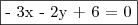 \fbox{- 3x - 2y + 6 = 0} \fbox{- 3x - 2y + 6 = 0}